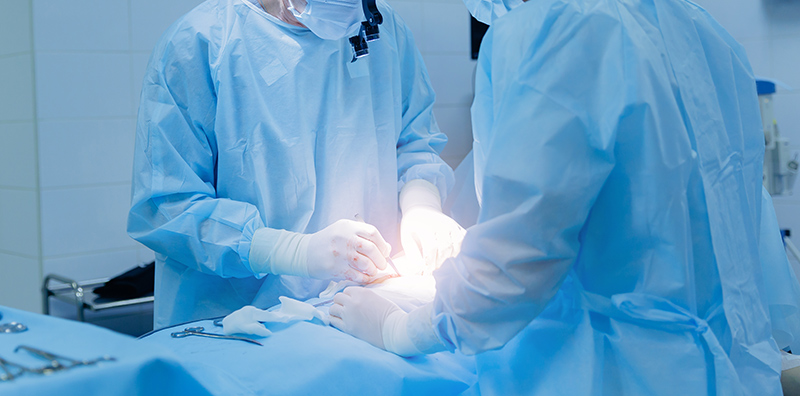 Hernia surgery in progress