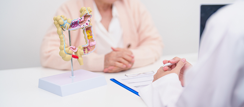Patient in a consultation with a colorectal specialist
